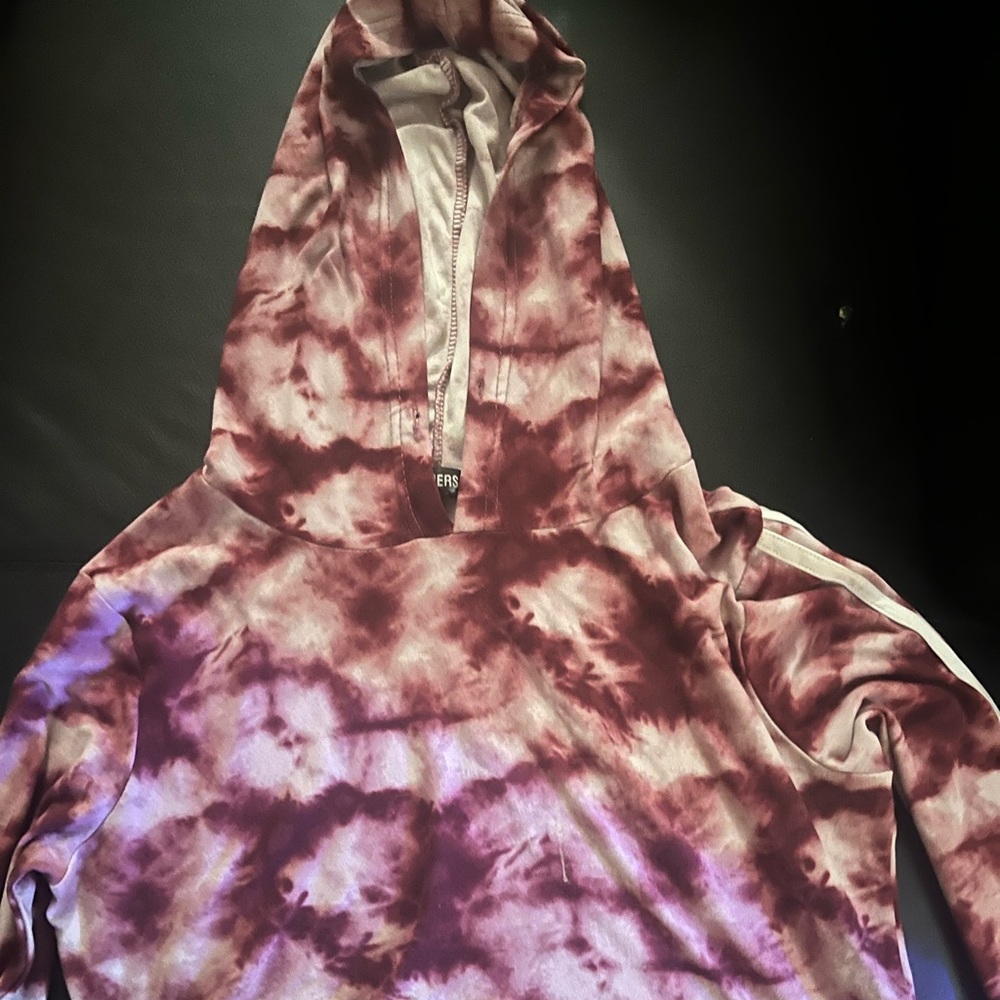 Pink and white shirt with hoodie